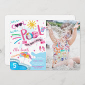 Cool Pool Verjaardag Foto uitnodiging (Voorkant / Achterkant)