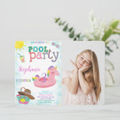 Cool Pool Verjaardag Foto uitnodiging (Staand voorkant)