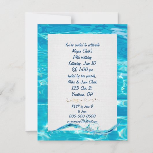 Cool Pool verjaardagsfeestje Kaart (Achterkant)