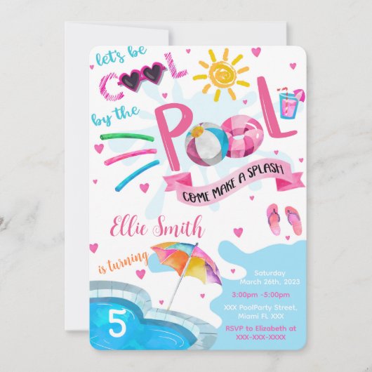 Cool Pool verjaardagsuitnodiging Kaart (Voorkant)