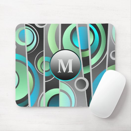 Cool Pop Art Abstract Geometrisch met monogram Muismat (Met muis)