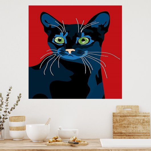 Cool pop art cat home kantoor poster (Keuken)
