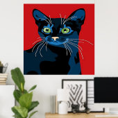 Cool pop art cat home kantoor poster (Thuiskantoor)