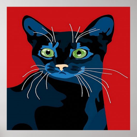 Cool pop art cat home kantoor poster (Voorkant)