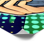 Cool Pop Art Comic Style Meisje met Vinyl Album Poster (Hoek)