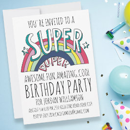Cool Pop Art Rainbow Elke Age Birthday Uitnodiging