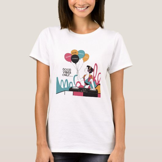 Cool Pop Kunst van een dj meisje T-shirt (Voorkant)