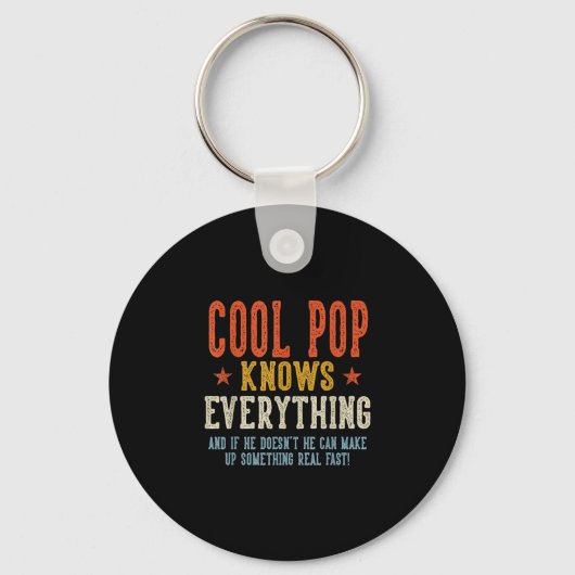Cool pop weet alles vaderdag retro sleutelhanger (Voorkant)