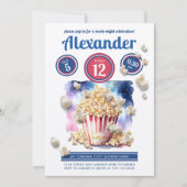 Cool Popcorn Movie Night Cinema Party Waterverf Kaart (Voorkant)