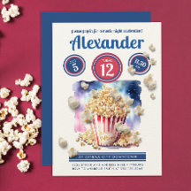 Cool Popcorn Movie Night Cinema Party Waterverf