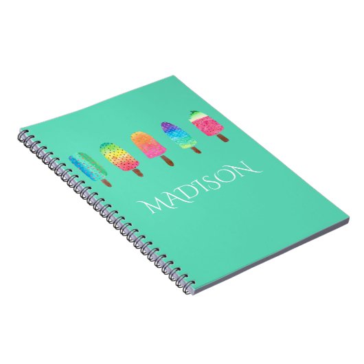 Cool Popsicles mint Green Custom School Notitieboek (Rechterzijde)