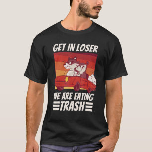 Cool Possum Raccoon Driving Car Eating Trash T-shirt