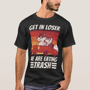 Cool Possum Raccoon Driving Car Eating Trash T-shirt