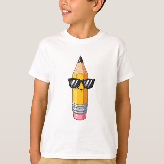 Cool potlood met zonnebril kinderen t-shirt (Voorkant)