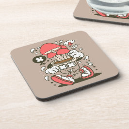 Cool Potted Mushroom Character Cartoon Bier Onderzetter