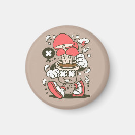 Cool Potted Mushroom Character Cartoon Magneet