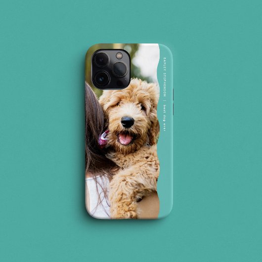 Cool preppy blauwgroen golvende rand één foto Case-Mate iPhone case