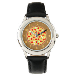 Cool pret pizza pepperoni paddenstoel met cijfers horloge