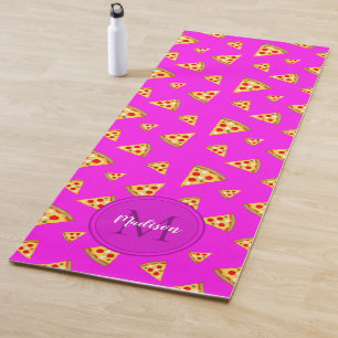Cool pret pizzakgesneden patroon Monogram neon roz Yogamat