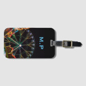 Cool pretpark 's nachts Monogram Bagagelabel (Voorkant (horizontaal))