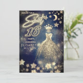 Cool prinses Gold Sequins jurk maan sterren blauw Kaart (Staand voorkant)