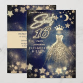 Cool prinses Gold Sequins jurk maan sterren blauw Kaart (Voorkant / Achterkant)