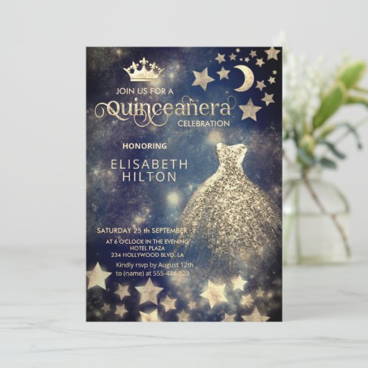 Cool prinses hemelse jurk maan sterren kaart (Staand voorkant)