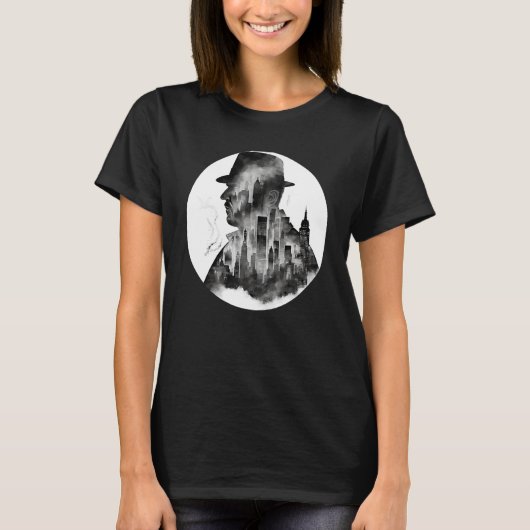 Cool Private Eye of rechercheur Silhouette New Yor T-shirt (Voorkant)