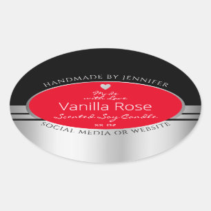 Cool Product Verpakkingslabels Zwart Zilver en Roo Ovale Sticker