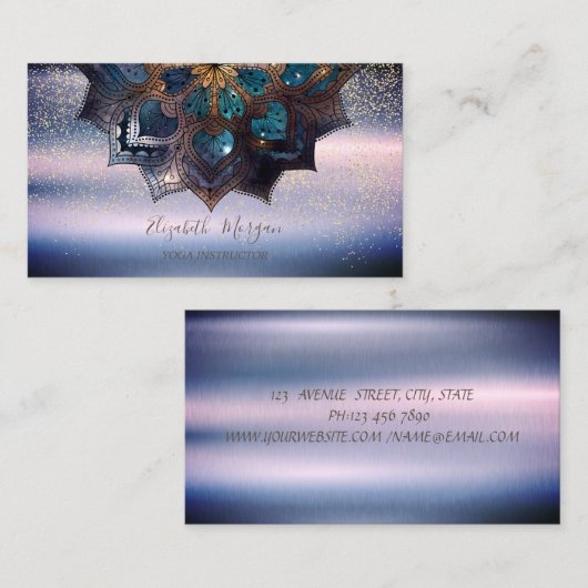 Cool Professional Elegant Mandala, Confetti Yoga Visitekaartje (Voorkant / Achterkant)