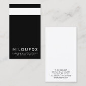 Cool Professioneel Modern Zwart Wit Gestreept Visitekaartje (Voorkant / Achterkant)