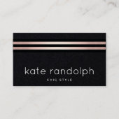 Cool Professioneel Roos Goud Zwart Strepen Visitekaartje (Voorkant)