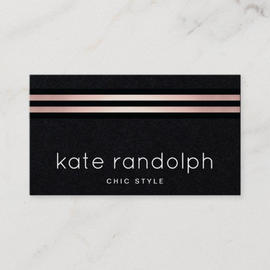 Cool Professioneel Roos Goud Zwart Strepen Visitekaartje (Voorkant)