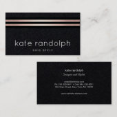 Cool Professioneel Roos Goud Zwart Strepen Visitekaartje (Voorkant / Achterkant)