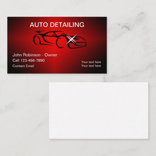 Cool Professionele Auto Detailing Visitekaartjes (Voorkant / Achterkant)