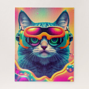Cool Psychedelic Psychonaut Kitty Kat Legpuzzel