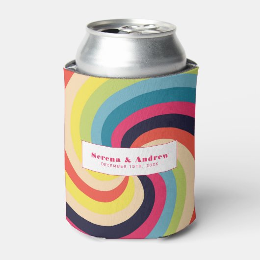 Cool Psychedelic Retro Abstracte Koeler (Blikje Voorkant)