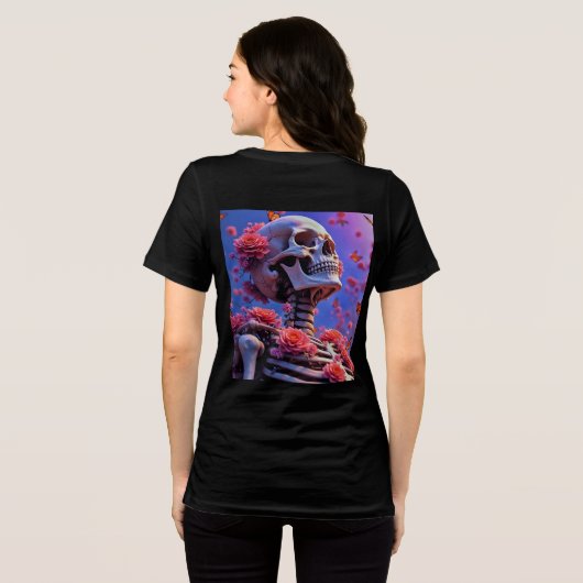 Cool Psychedelic Skeleton Neon Cyberpunk Aesthetic Tri-Blend Shirt (Achterkant volledig)