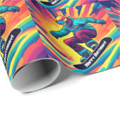Cool Psychedelic Teen Snowboarder Verjaardag Cadeaupapier (Rol Hoek)