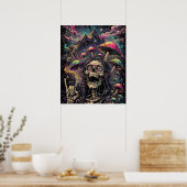 Cool Psychedelische Skelet Black Light Uitzicht  Poster (Keuken)