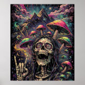 Cool Psychedelische Skelet Black Light Uitzicht  Poster (Voorkant)