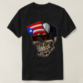 Cool Puerto Rico Skull met Pet- en Boricua-vlag T-shirt (Design voorkant)