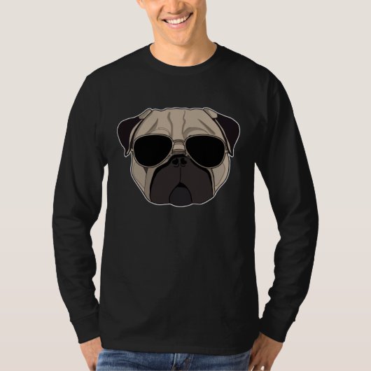 Cool Pug  Hipster Pug with sunglasses T-shirt (Voorkant)