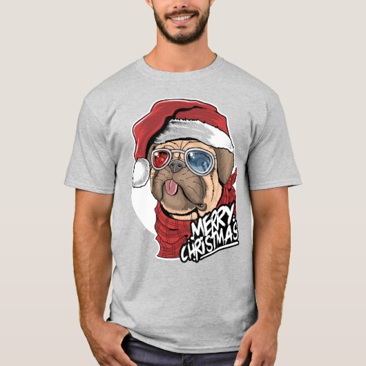 Cool Pug-kerstmis T-shirt (Voorkant)