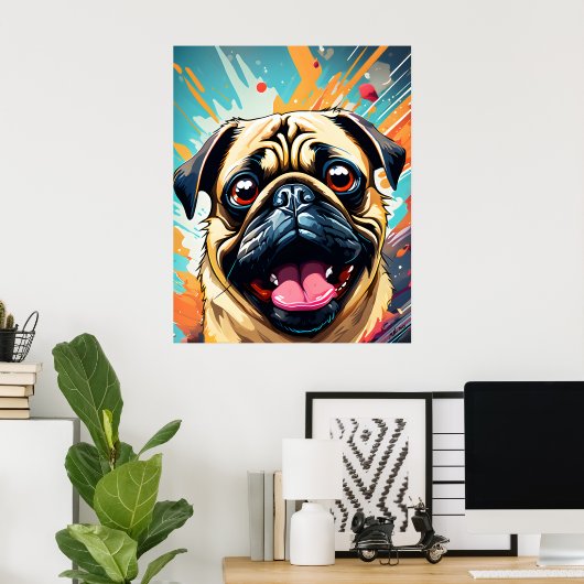 Cool Pug Poster (Thuiskantoor)