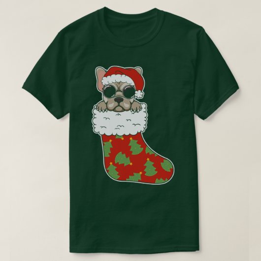 Cool Pug Sock Grappige Pug Santa Kerstmis kous T-shirt (Design voorkant)