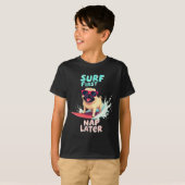 Cool Pug Surfende Hond T-shirt (Voorkant volledig)