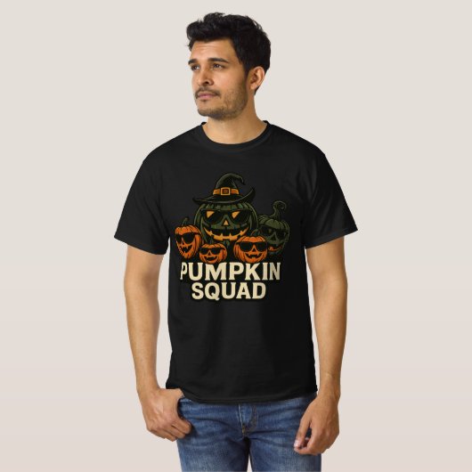 Cool Pumpkin Squad Halloween Design T-shirt (Voorkant volledig)