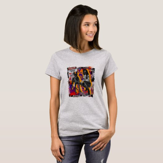 Cool Punk Danger Be Fire Woman en Dog Collage T-shirt (Voorkant volledig)