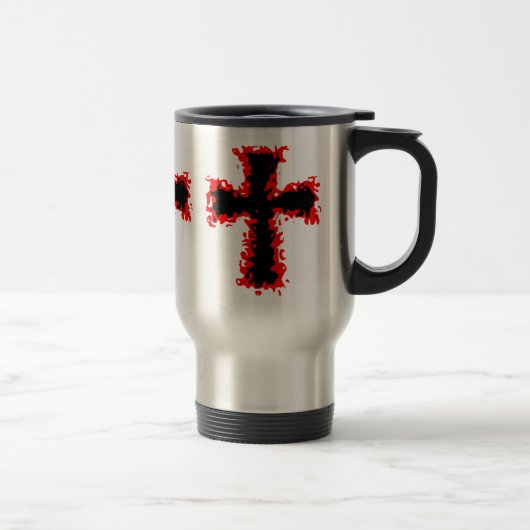 Cool punk gothic wild rood en zwart kruis mok (Rechts)